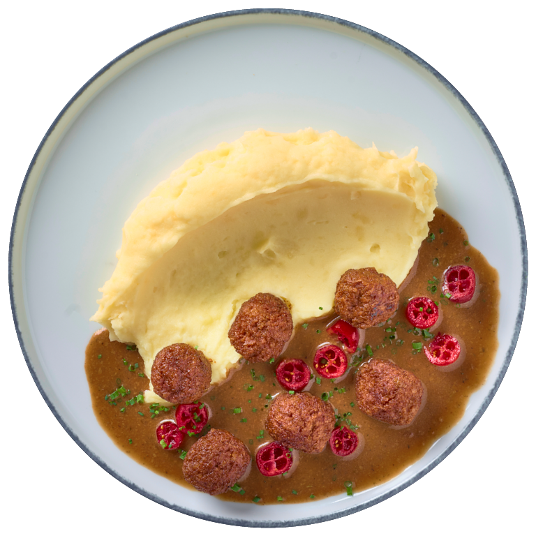 rostlinné kuličky s gravy omáčkou